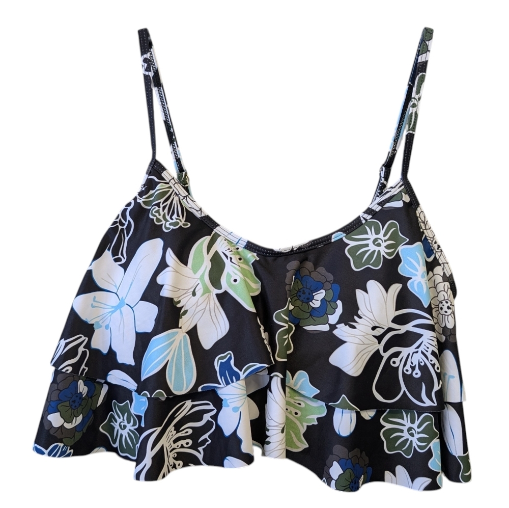 Women's Retro Flounce Floral Print Ruffled Bikini Top 14